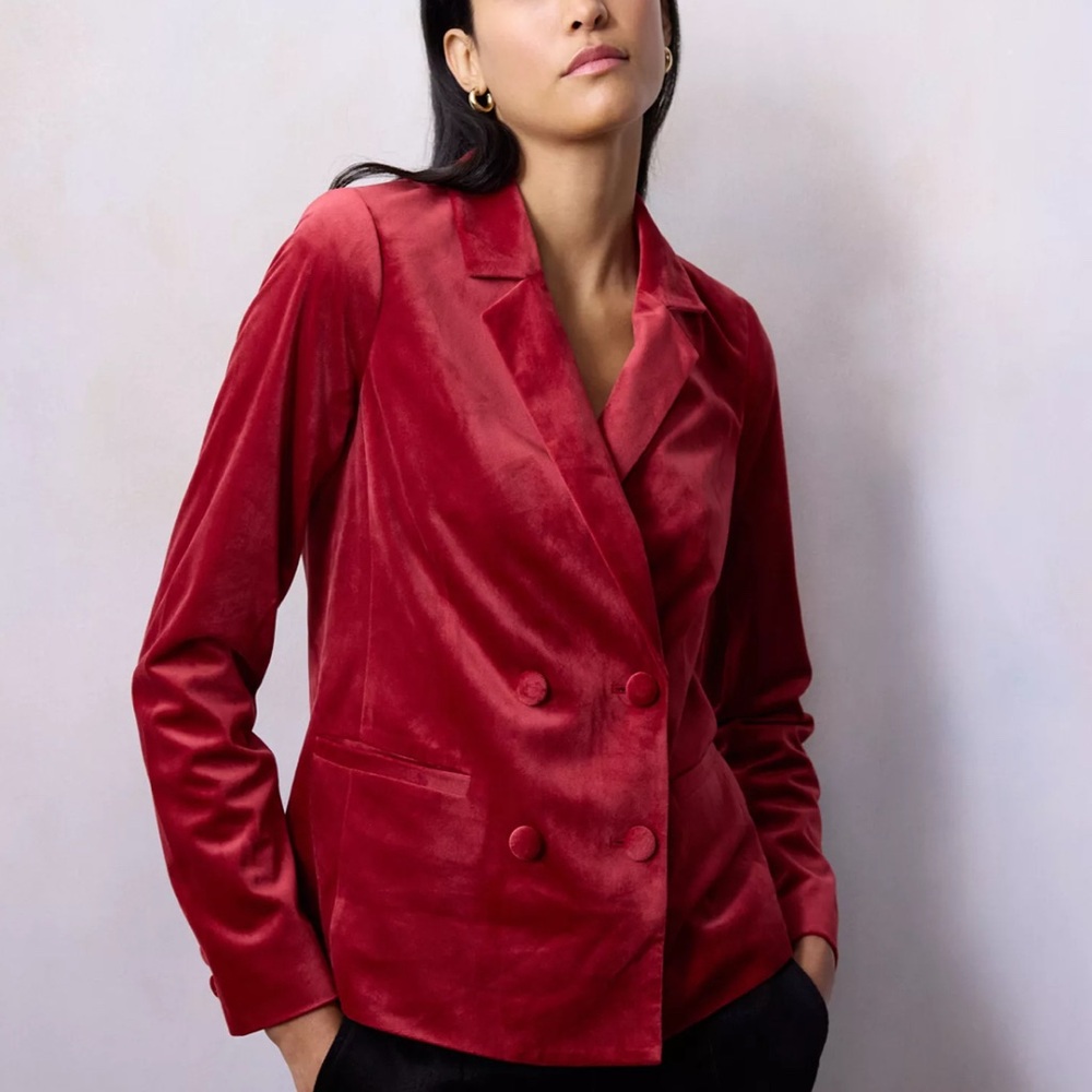 Lauren Conrad Red Velvet Blazer Corporate Businesscore Women’s Sz Large